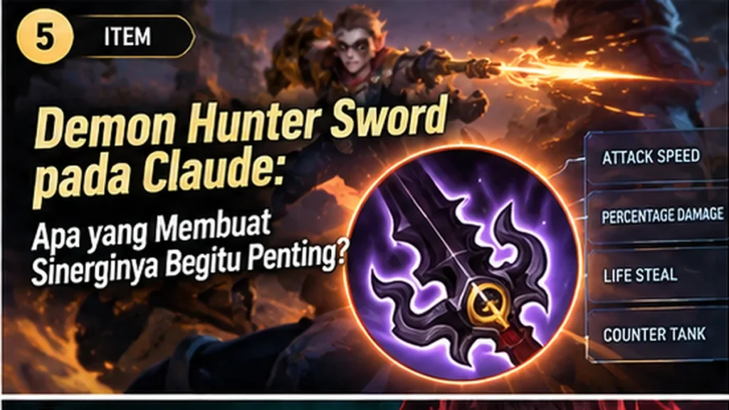 Ilustrasi editorial Claude Mobile Legends: item
